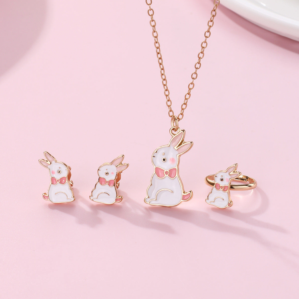 Girls Sisters Suit Rabbit Pendant