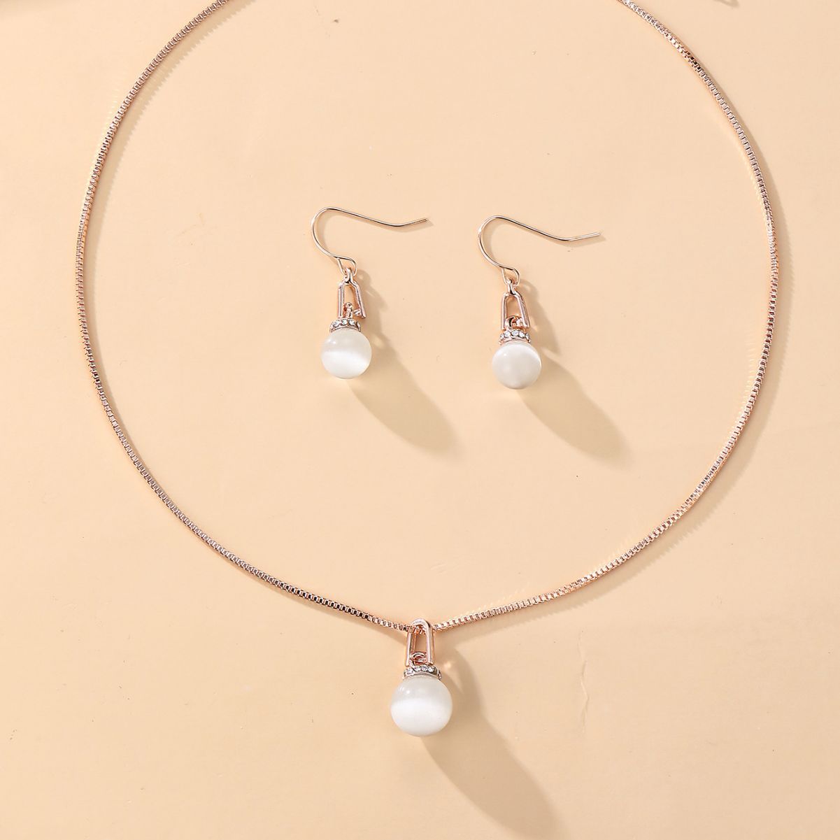 Geometric Ball Resin Necklace Earrings Jewelly Suit