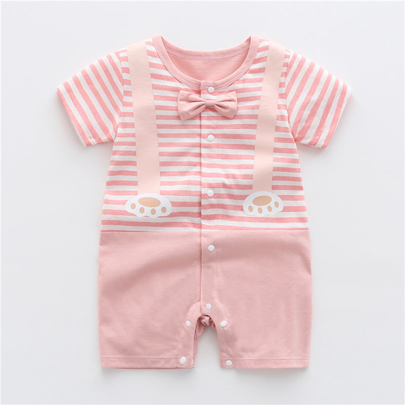 Baby Boy Jumpsuit Summer Short Sleeve Thin Toddler Clothes Cotton