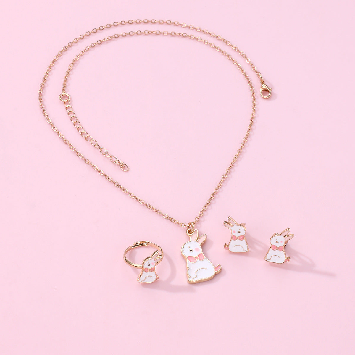 Girls Sisters Suit Rabbit Pendant