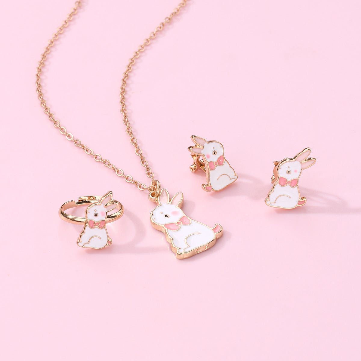 Girls Sisters Suit Rabbit Pendant