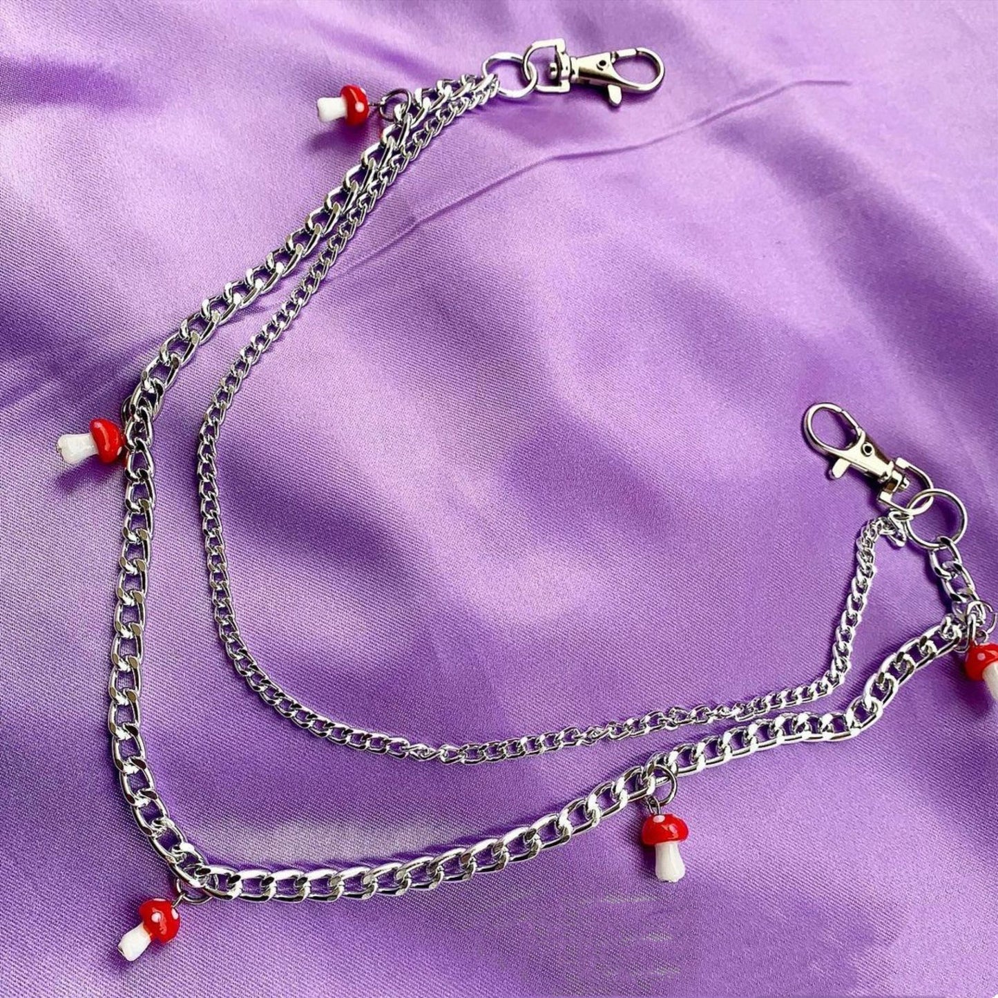 Jeans Waist Chain Ins Street Super Fire Net Ceramic Red Mushroom Phants Zipper