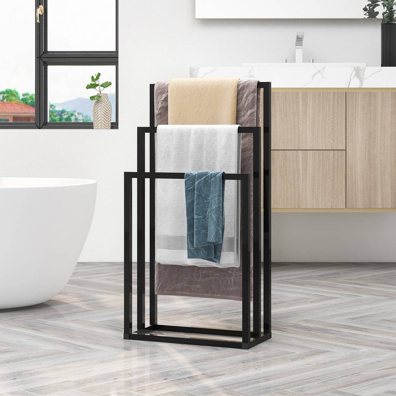 Metal 3 Tiers Towel Rack Towel Holder Organizer For Bathroom Accessories