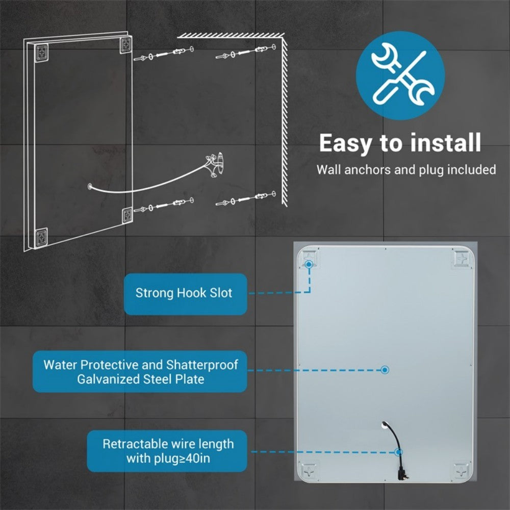 LED Bathroom Mirror 32 Inch X 24 Inch Front Backlight, Unable To Ship On Weekends