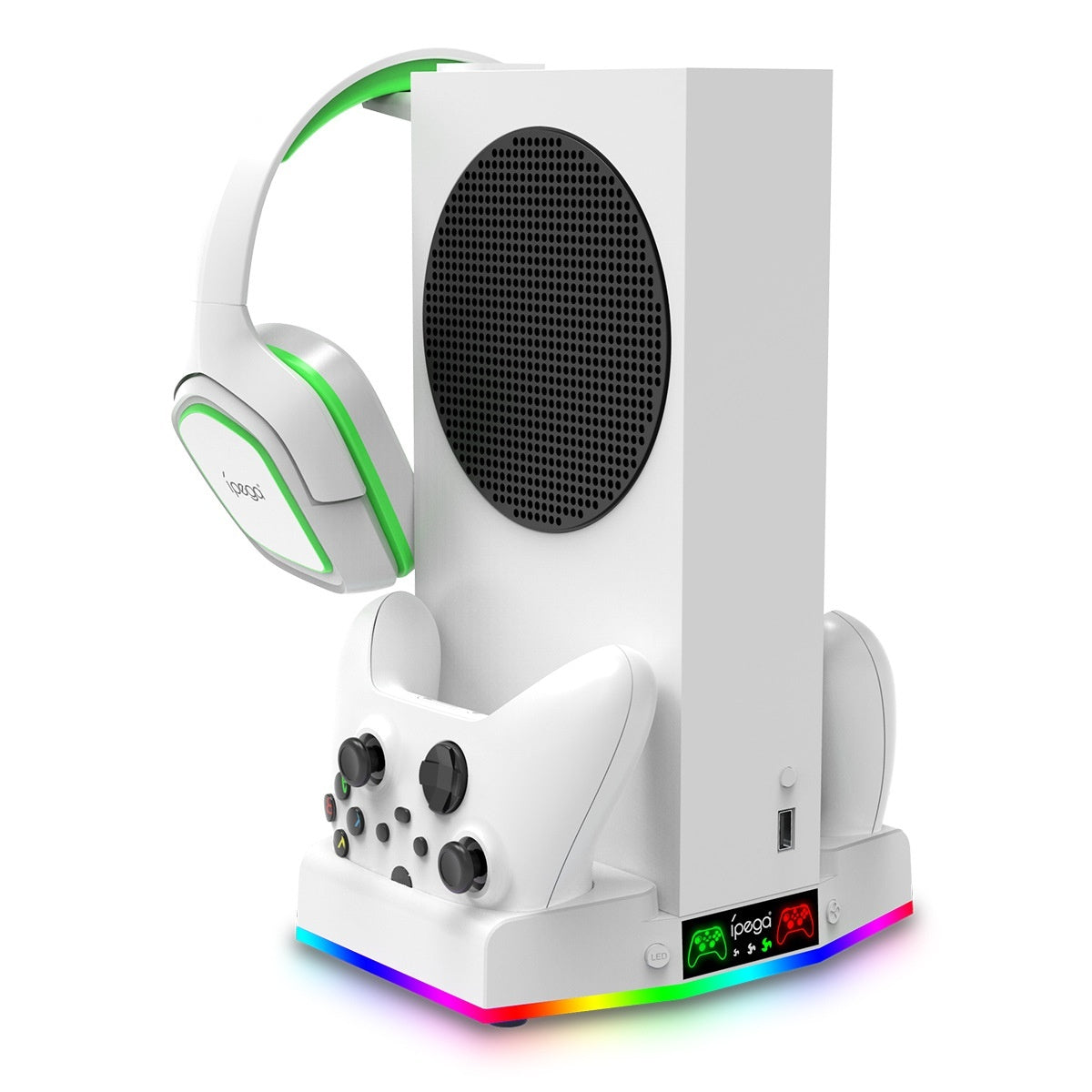 Host Multi-function Charging Cooler Pad Fan Support Earphone Hook Colorful Light