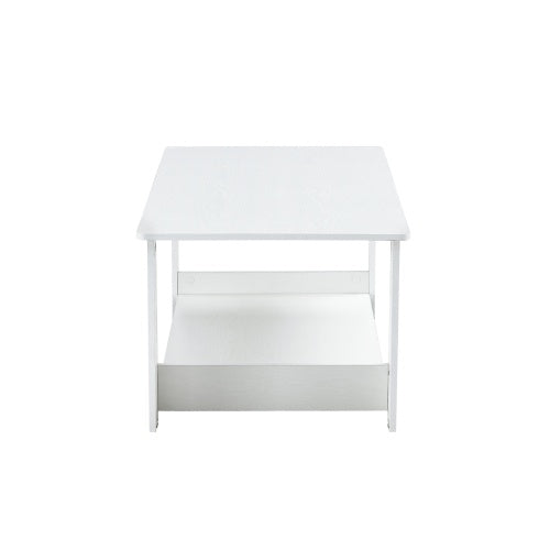A Modern And Practical White Coffee Table And Coffee Table. The Double Layered Coffee Table Is Made Of MDF Material,. Suitable For Living Room, Bedroom, And Study.43.3x21.6x16.5 CT16