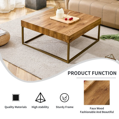 Modern Rectangular Coffee Table, Dining Table. MDF Desktop With Metal Legs. Suitable For Restaurants And Living Rooms. The Size 31.5x31.5x14.37