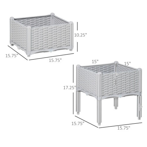 Outsunny 2 Piece Raised Garden Bed With Legs, Self-Watering Planter Box Raised Bed To Grow Flowers, Herbs Vegetables, Gray