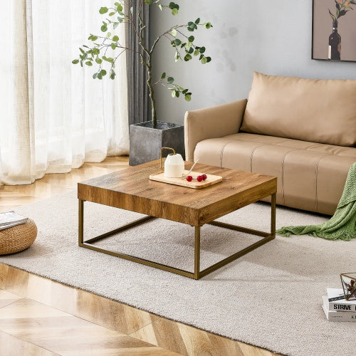 Modern Rectangular Coffee Table, Dining Table. MDF Desktop With Metal Legs. Suitable For Restaurants And Living Rooms. The Size 31.5x31.5x14.37