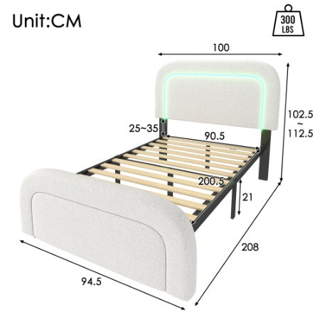 The Wooden Bed Frame Has A Mattress Size 90cmx200cm