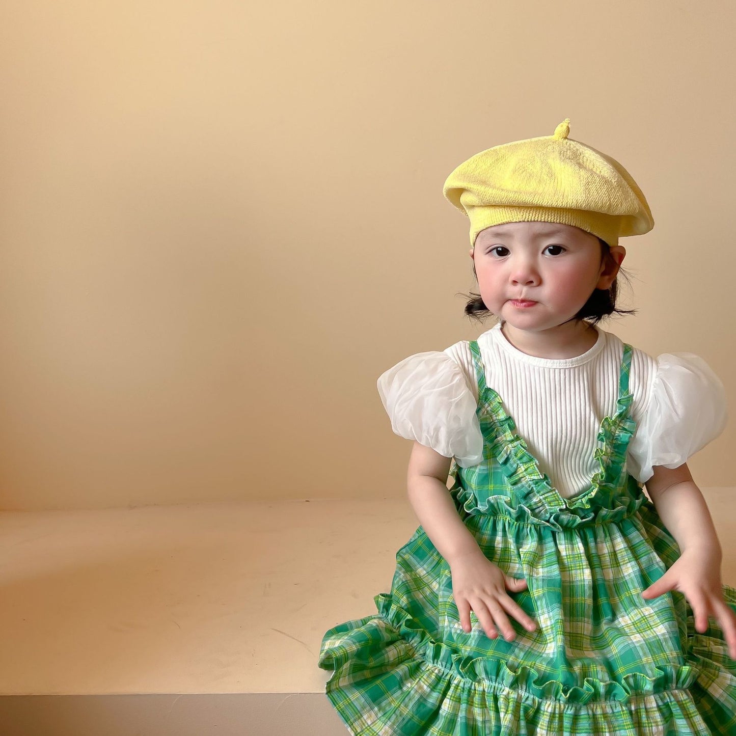 Girls Summer Clothes Children's Green Plaid Baby Suspender Skirt