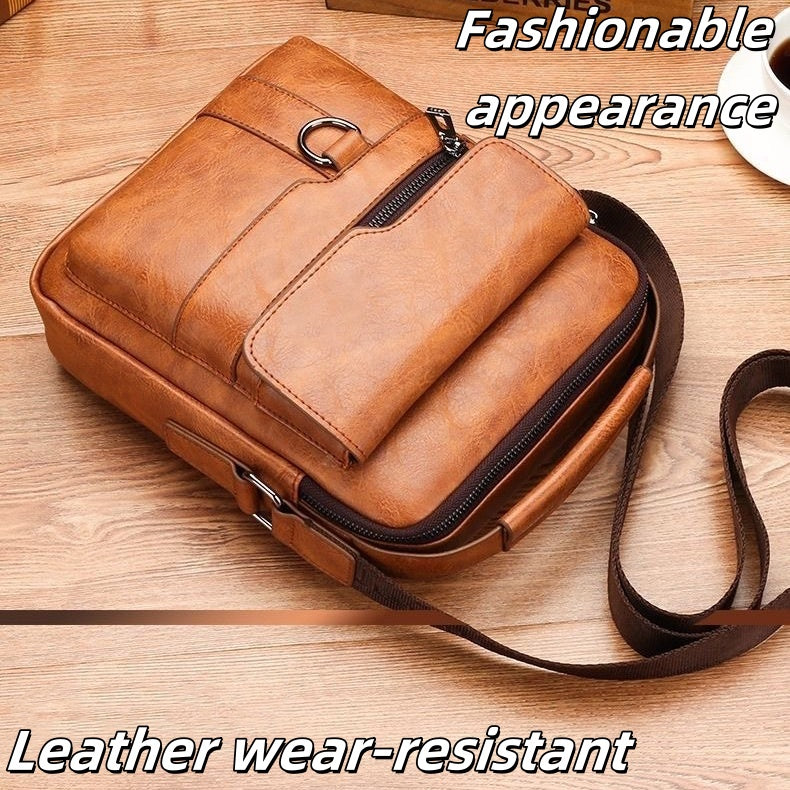 Retro Style Vertical Sloping Backpack, Fashionable Brown Single Shoulder Backpack, Multiple Compartments, Adjustable Shoulder Strap, Business Casual, Durable Cloth Bag Small Sloping Backpack, Glowing