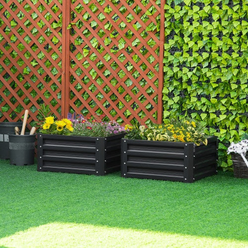 Outsunny 2 Piece Galvanized Raised Garden Bed, 2' X 2' X 1' Metal Planter Box, For Growing Vegetables, Flowers, Herbs, Succulents, Gray