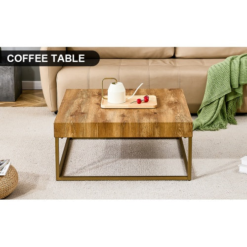 Modern Rectangular Coffee Table, Dining Table. MDF Desktop With Metal Legs. Suitable For Restaurants And Living Rooms. The Size 31.5x31.5x14.37