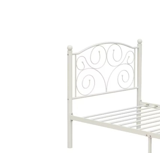 Twin Size Unique Flower Sturdy System Metal Bed Frame With Headboard And Footboard