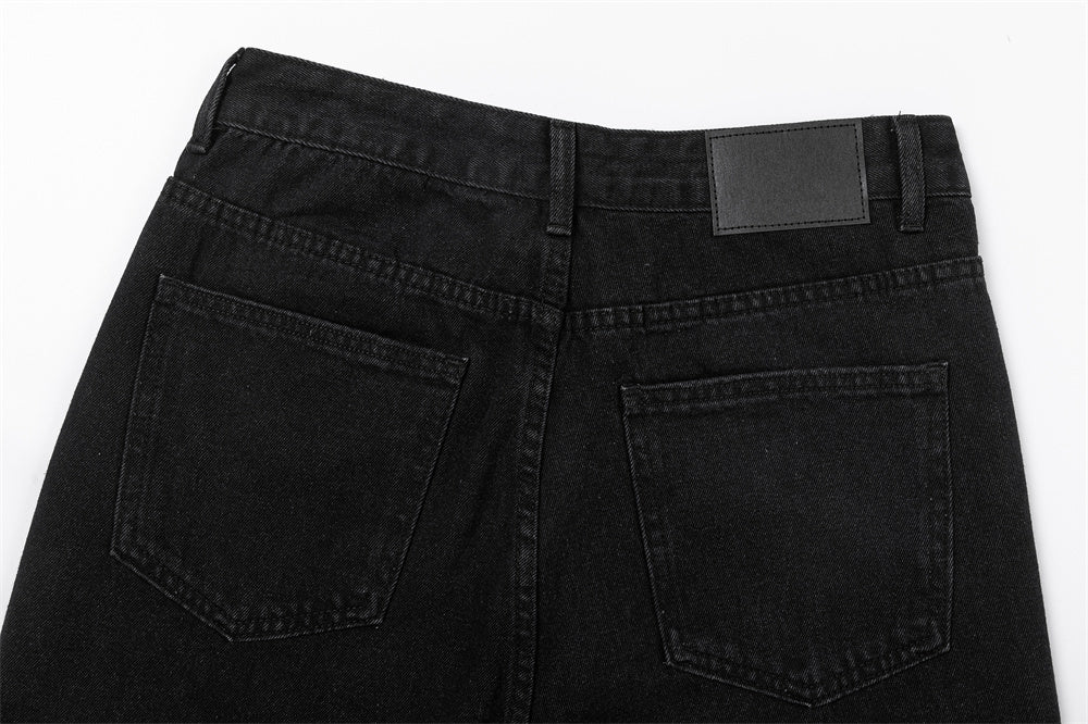 Line Embroidery Straight Jeans Men