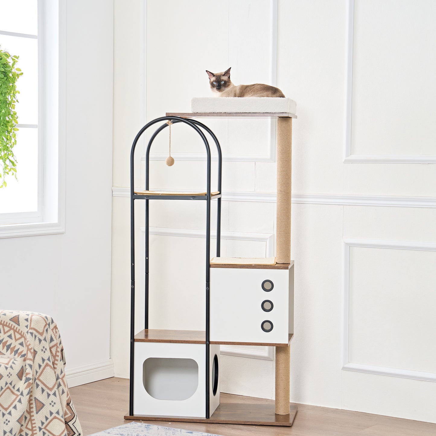 Cat Climbing Frame,Cat Tree,Modern Cat Tower, Multi-Level Cat Condo With 1 Caves,2 Scratching Posts,Perch,for Indoor Cats