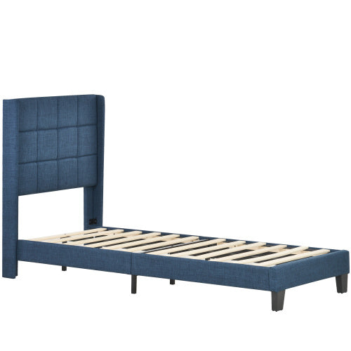 Linen Bed Frame Mit Federkernmatratze Size 90cmx200cm