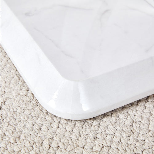 Modern Minimalist Grey Marble Pattern Sticker Pattern MDF Rectangular Coffee Table. Add A Tranquil And Comfortable Atmosphere To Your Home. MDF Coffee Table, Grey Marble Pattern Sticker, Side Table.