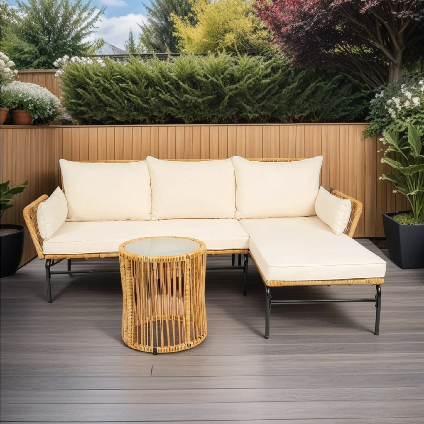 3 Pieces Outdoor Patio Wicker Furniture Sets Table And Chairs