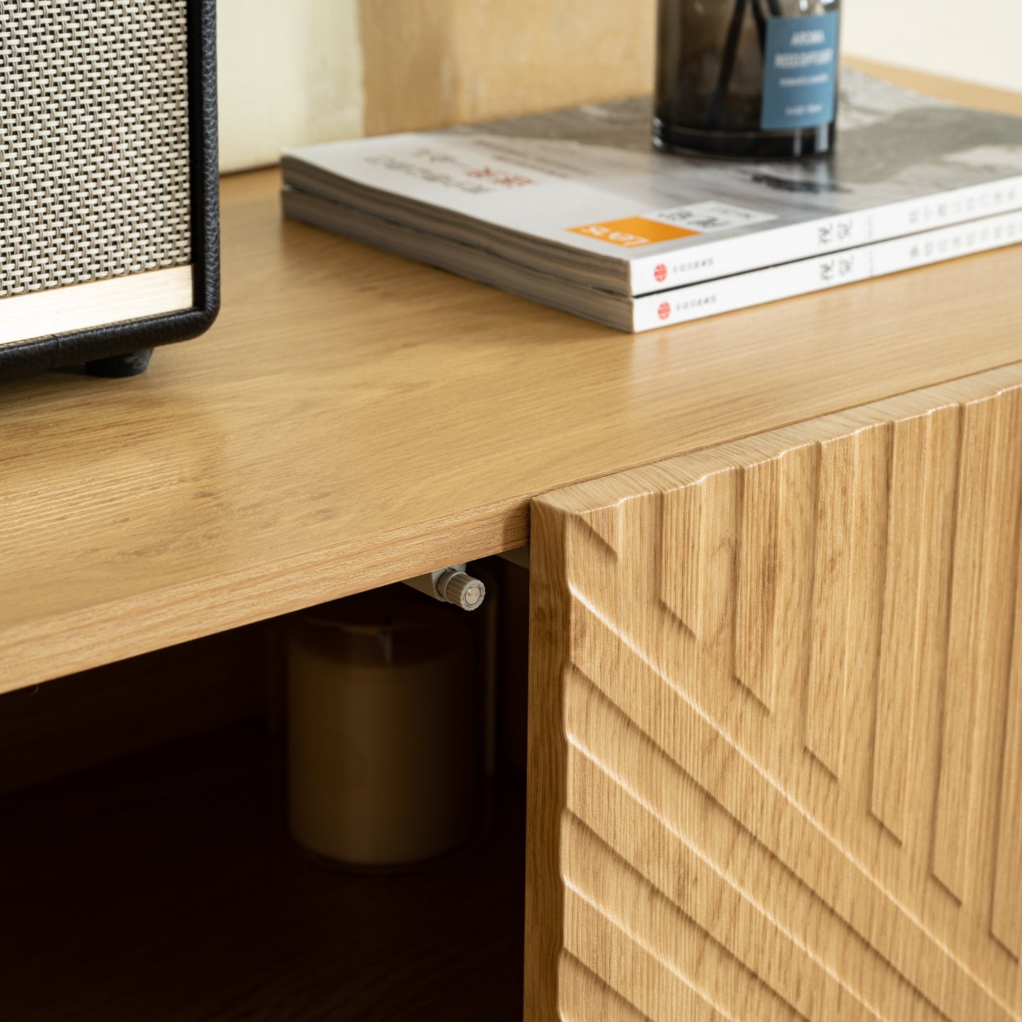 Storage Cabinet With 2 Doors, Adjustable Shelves, Decorative Entryway Accent Cabinet For Living Room, Dining Room