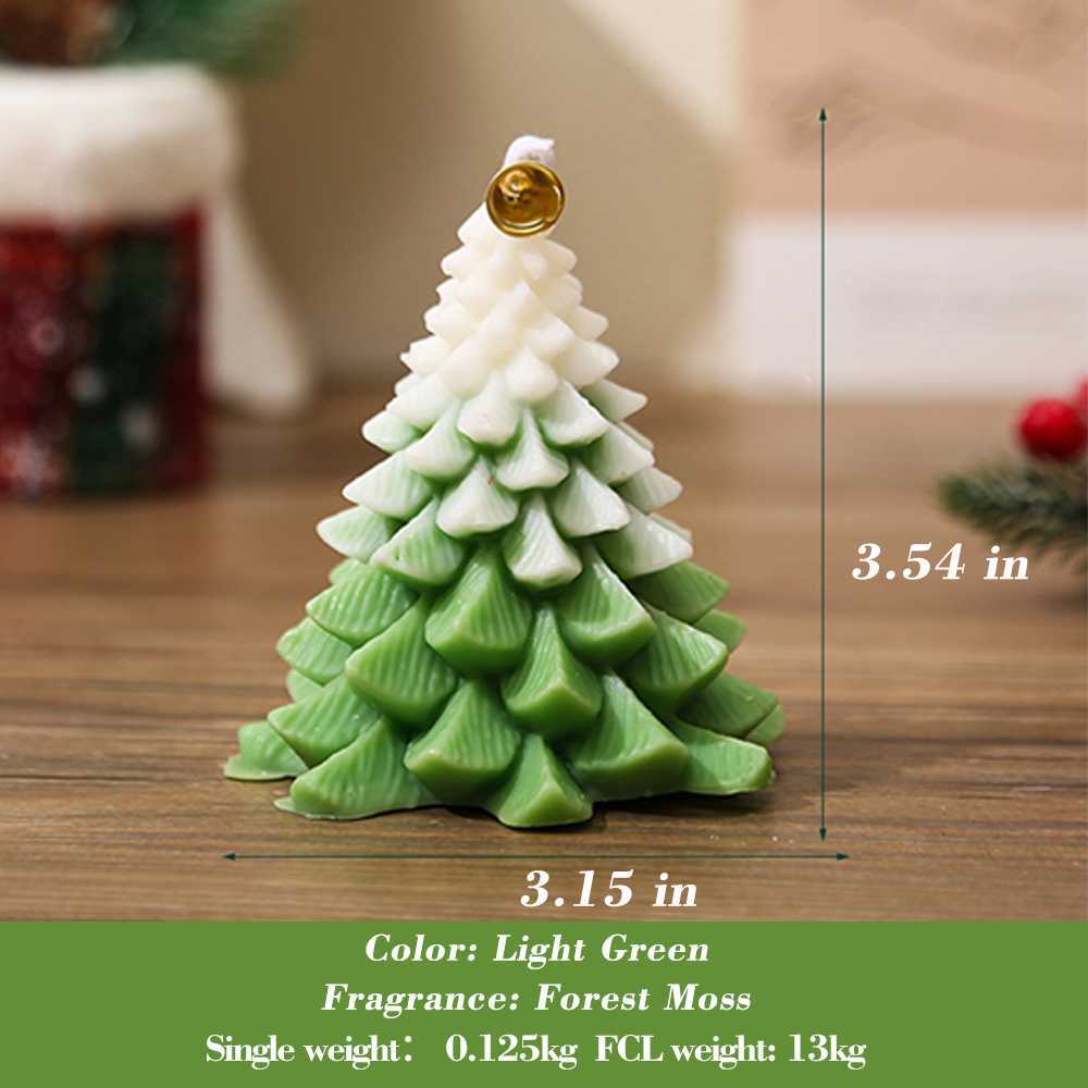 Christmas Tree Scented Candle, Christmas Tree Shaped Candles, Festive Ornaments, Holiday Decor Candles For Kitchen, Living Room, Bedroom, Bathroom-Morning Dew Rose