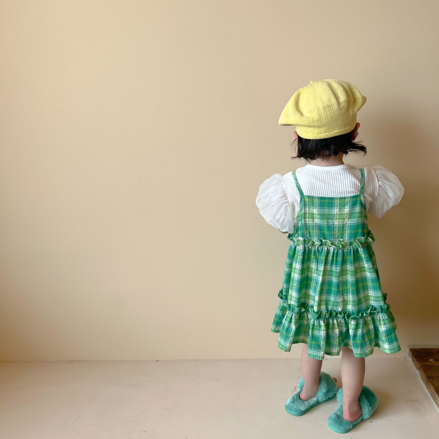Girls Summer Clothes Children's Green Plaid Baby Suspender Skirt