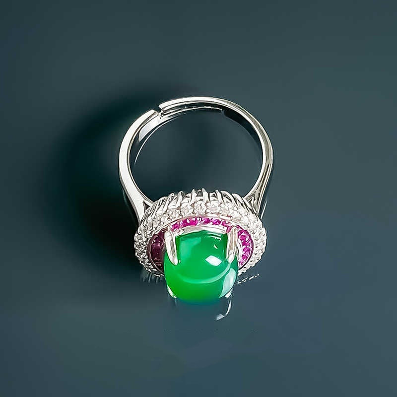 Women's Inlaid Emerald Ring Earrings