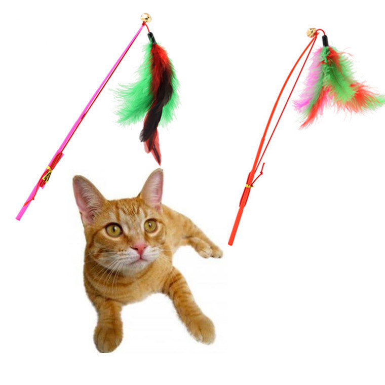 Fishing rod-style colored feathers