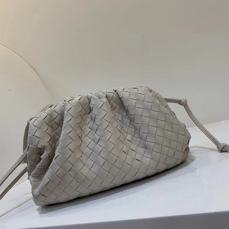 Genuine Leather Handbags Sheepskin Woven Shoulder Bag