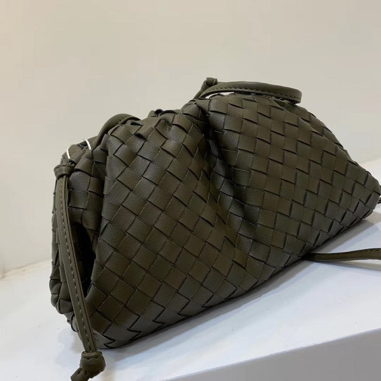 Genuine Leather Handbags Sheepskin Woven Shoulder Bag