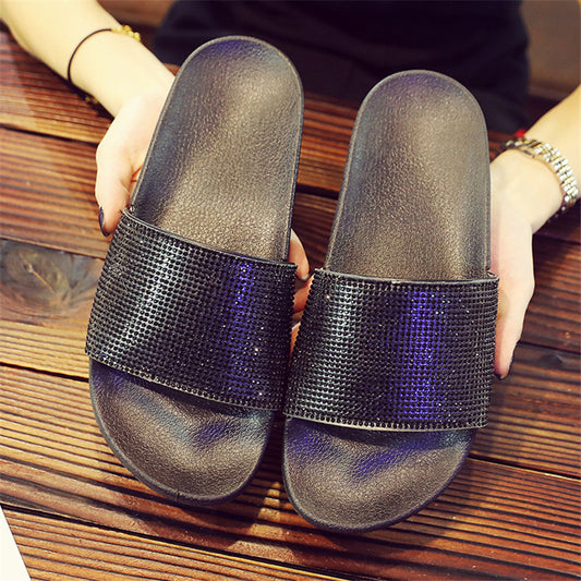 Flip Flops Women European And American Fashion Sandals With Rhinestone Beach Shoes