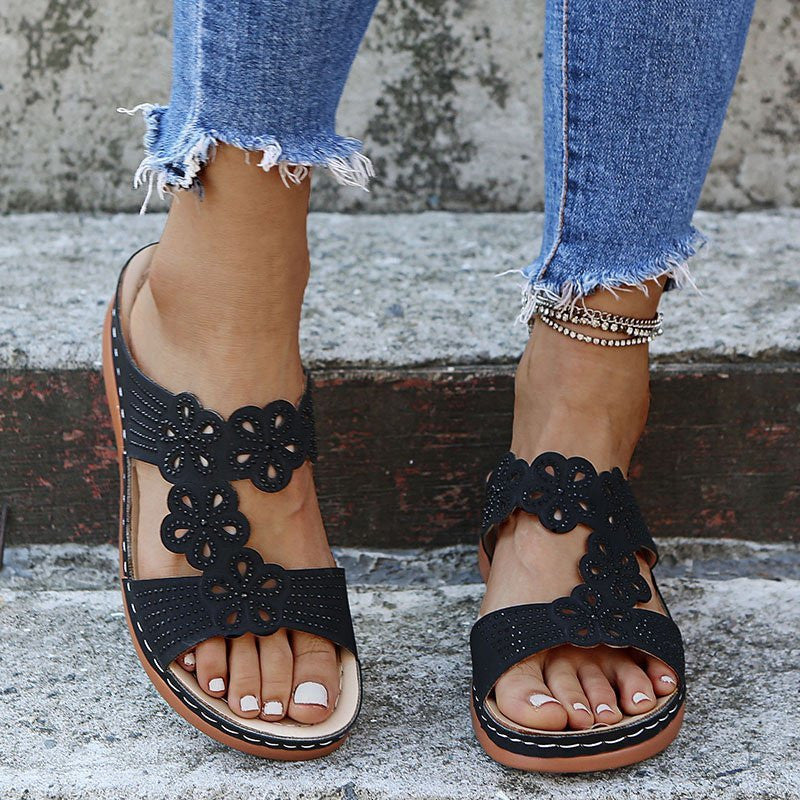 Rhinestone Casual Slope Heel Slippers