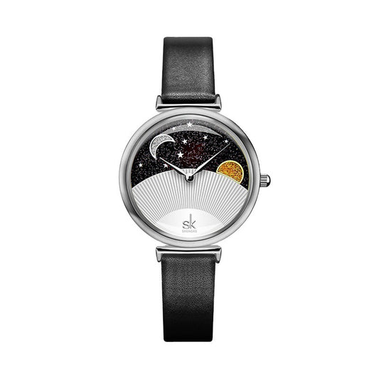 Sun And Moon Star Aurora Borealis Quartz Watch