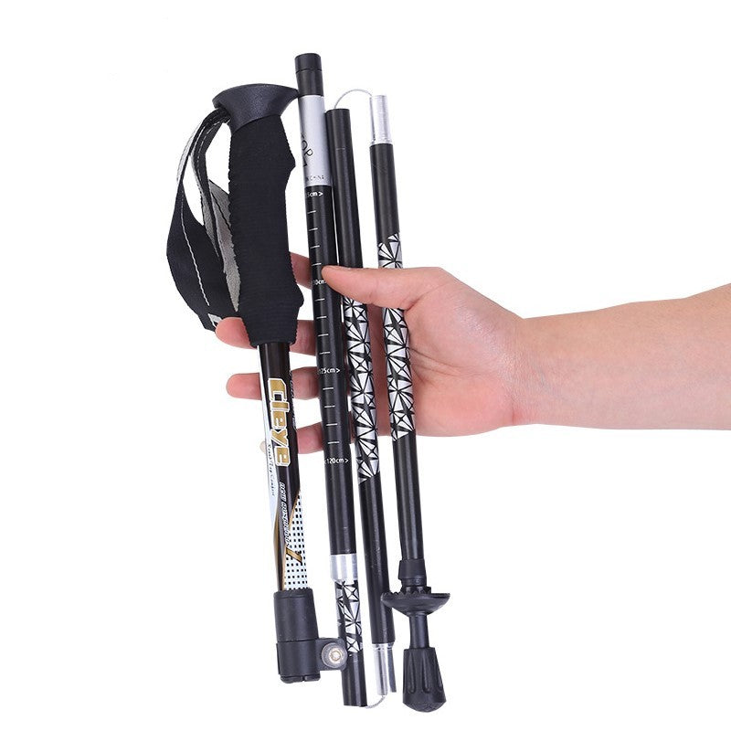 Trekking Pole Ultra-Light Telescopic Folding Trekking Mountain Climbing Walking Stick Cane Walking Stick Female Outdoor Equipment Carbon-Free