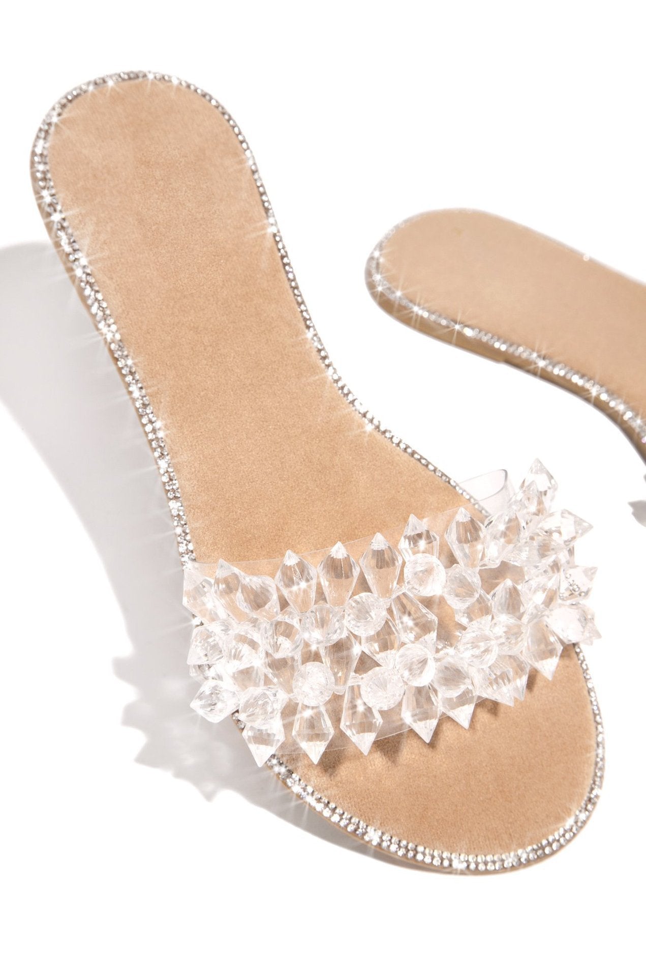 Fashion Flat Bottom Rhinestone Ladies Slippers
