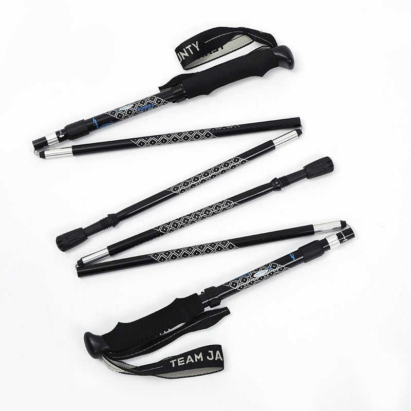 Aluminum Alloy Five-section Folding Shock-Absorbing Trekking Pole Inner Lock Telescopic
