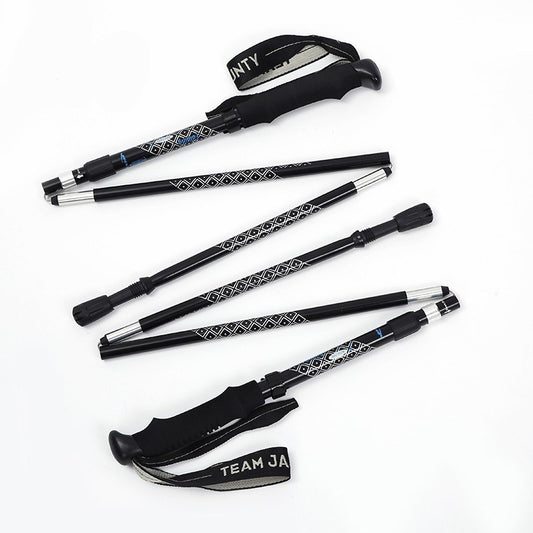 Aluminum Alloy Five-section Folding Shock-Absorbing Trekking Pole Inner Lock Telescopic