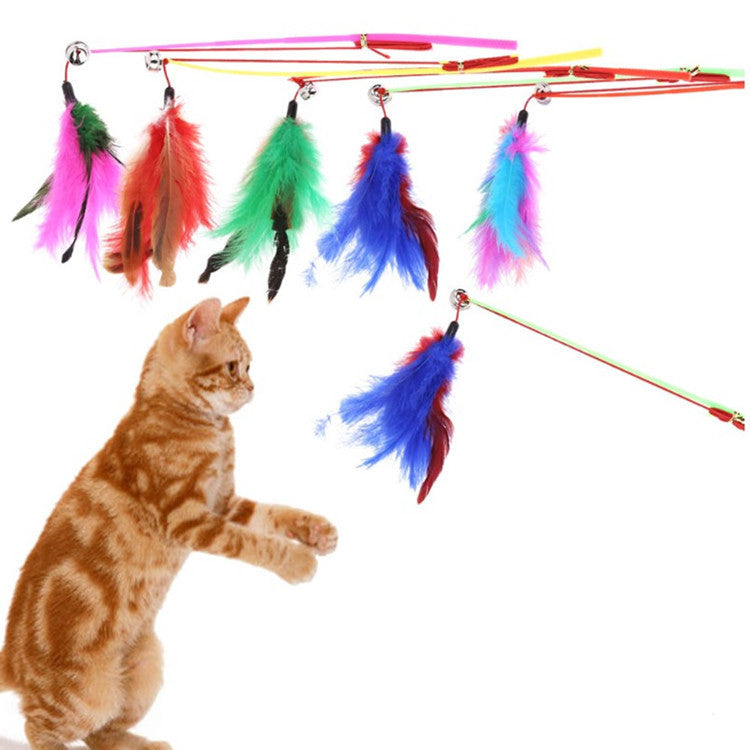 Fishing rod-style colored feathers
