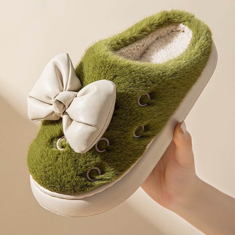 Ladies Bow Home Slippers Platform
