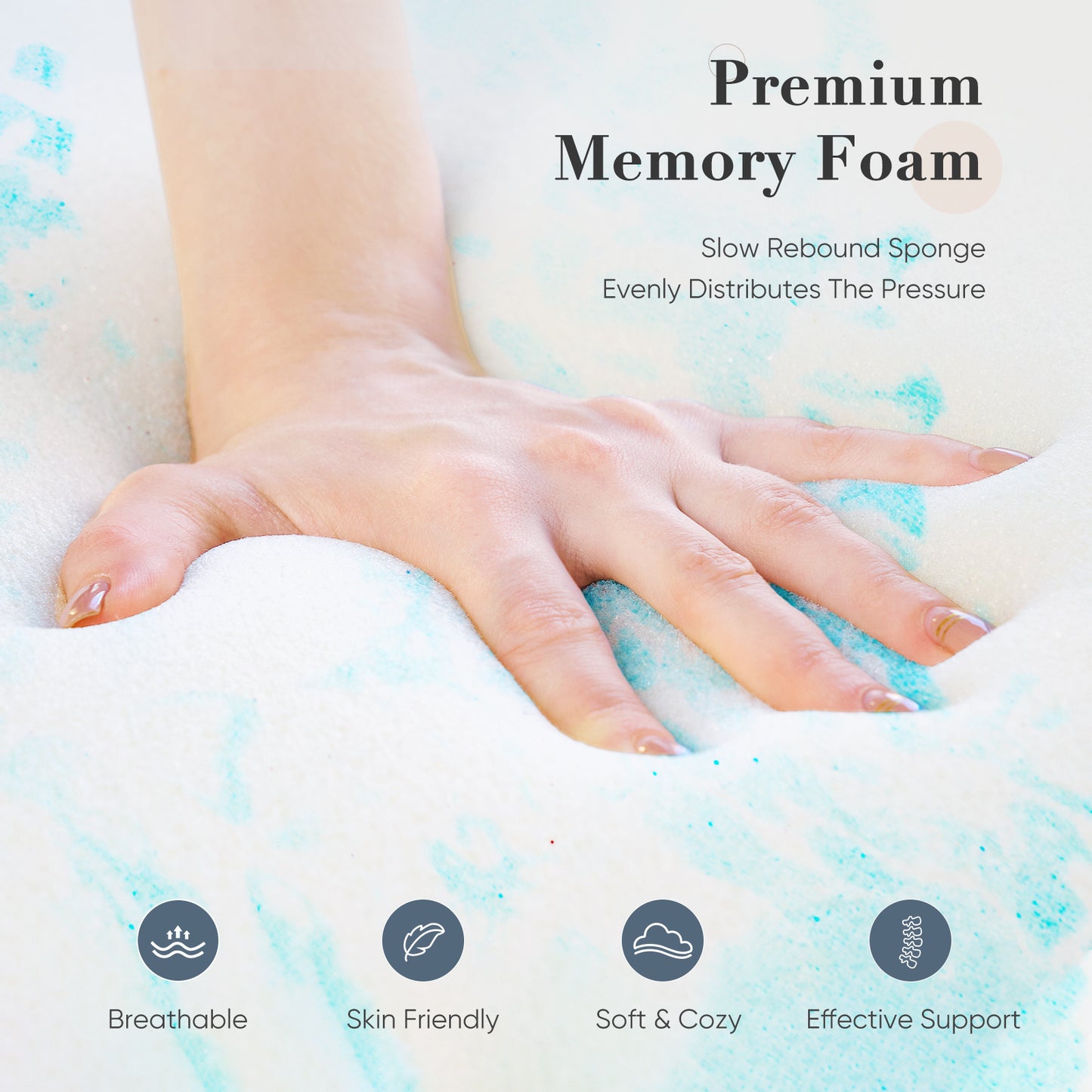 Memory Foam Cooling Gel Swirl Infused Bed Topper For Back Pain