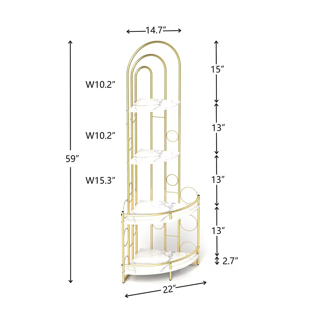 Corner Storage Shelves, 4-tier Corner Bookshelves, Plant Shelves With Metal Frames