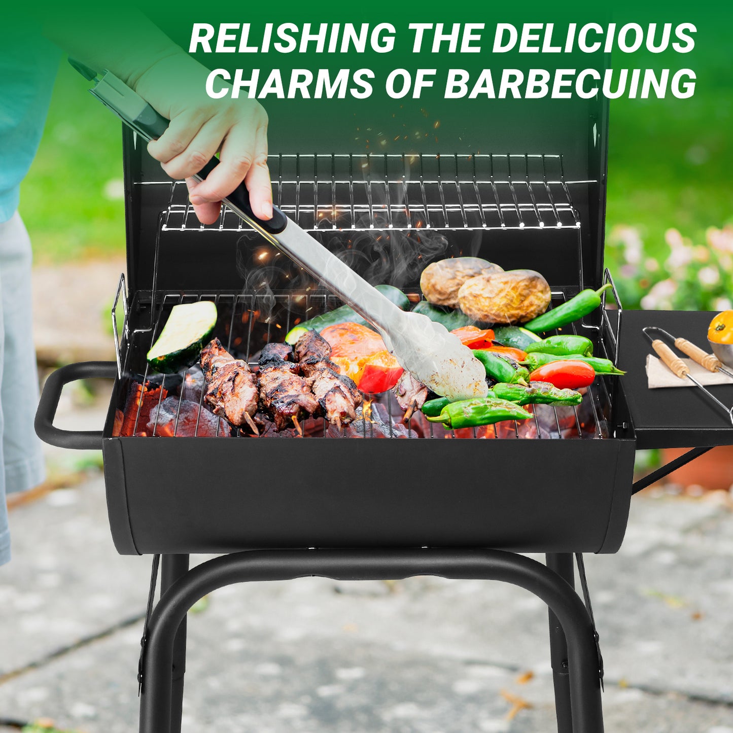 Black Cylinder With Side Panels And Wheels, High-temperature Powder Smoked Carbon Oven