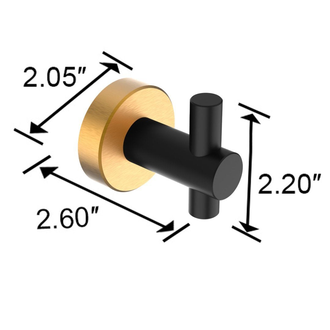 Round Base Wall Hanging Hook With Screws- Black Gold Hook, 2 Pack, For Entry Shoe Cabinet, Wardrobe Bathroom Bedroom Furniture Hardware