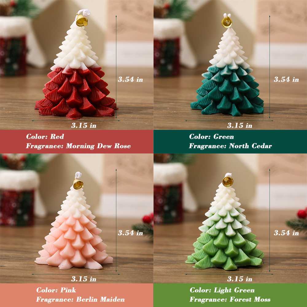 Christmas Tree Scented Candle, Christmas Tree Shaped Candles, Festive Ornaments, Holiday Decor Candles For Kitchen, Living Room, Bedroom, Bathroom-Morning Dew Rose