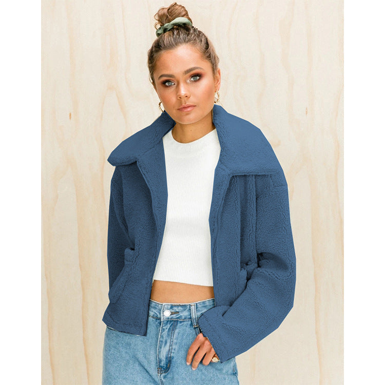 Zipper plush composite suede jacket