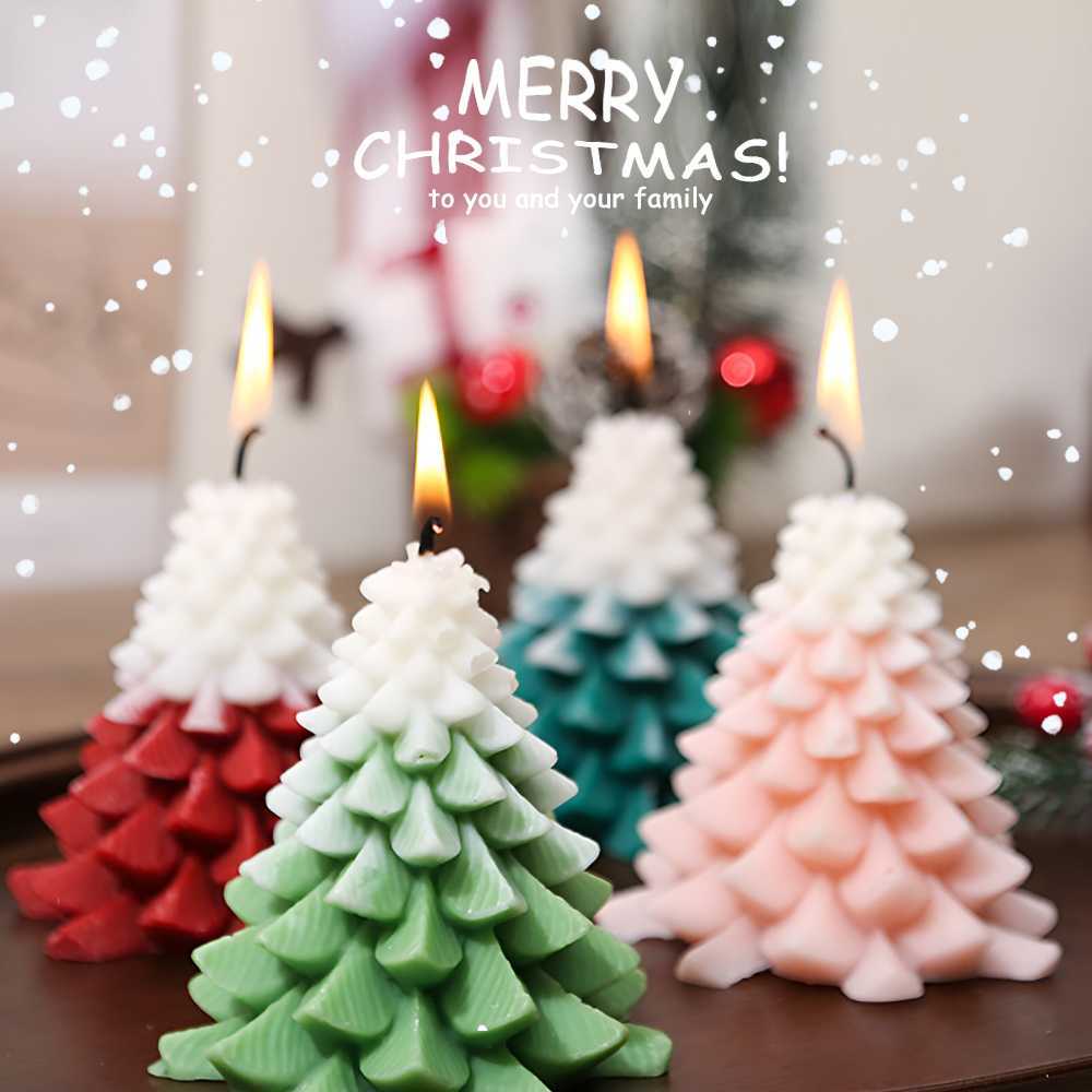 Christmas Tree Scented Candle, Christmas Tree Shaped Candles, Festive Ornaments, Holiday Decor Candles For Kitchen, Living Room, Bedroom, Bathroom-Morning Dew Rose