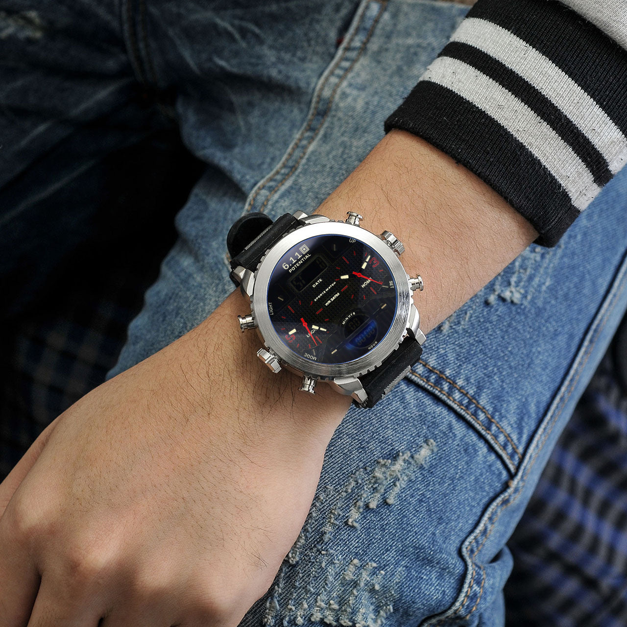 Men's watch with three movements