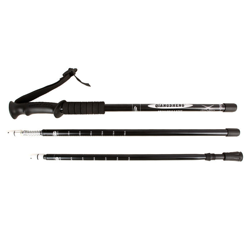 Outdoor Straight Handle Aluminum Alloy Telescopic Trekking Walking Stick
