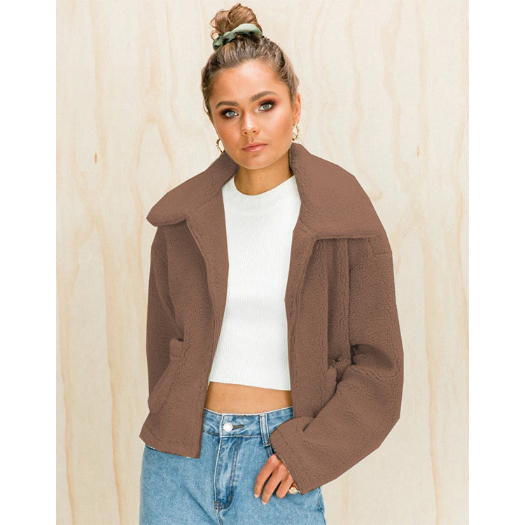 Zipper plush composite suede jacket